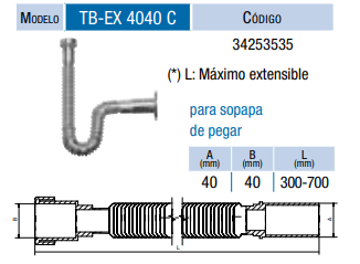 TUBO EXT. CROMADO CON TUERCA Y ROSETA 