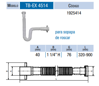 TUBO EXTENSIBLE CON TUERCA Y ROSETA