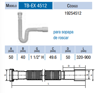 TUBO EXTENSIBLE CON TUERCA